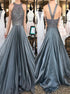 A Line Halter Grey Chiffon Rhinestone Prom Dress LBQ3173